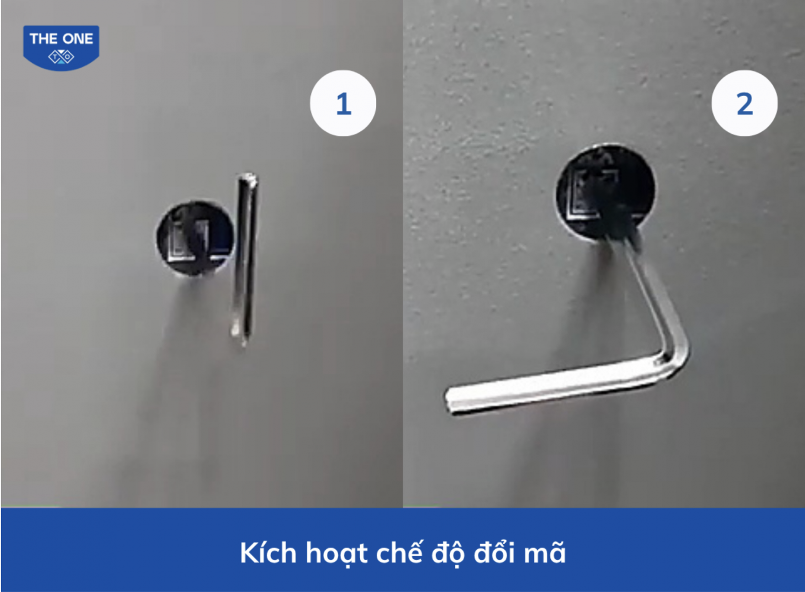   Tra chìa khóa đổi mã vào ổ khóa phía trong cánh cửa két sắt để kích hoạt chế độ đổi mã 